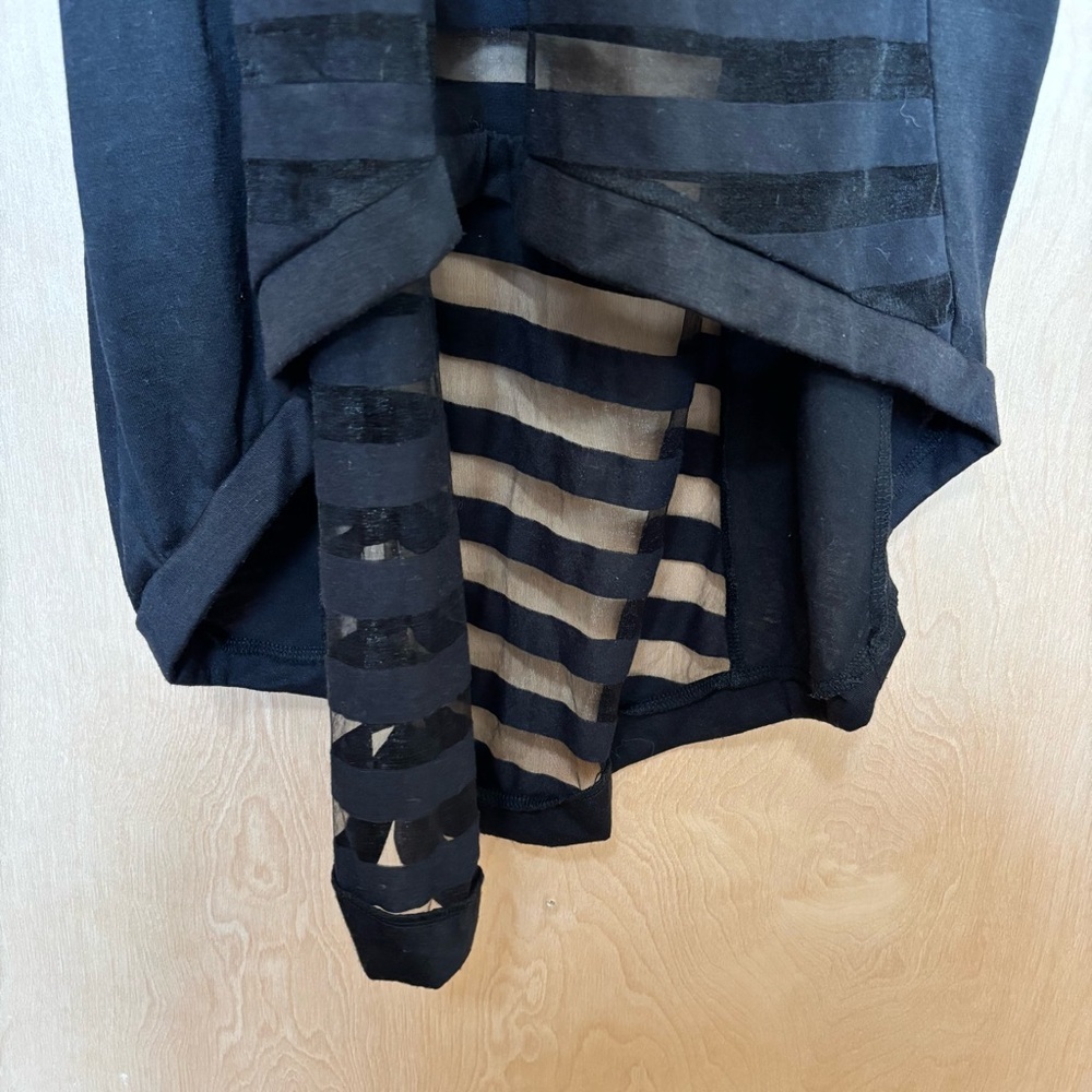 Miken Swim Black Sheer Cover-Up Size Small Bodycon Festival Stripes High Low Hem - Picture 3 of 11